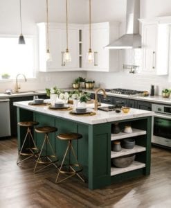 Green Kitchen Island