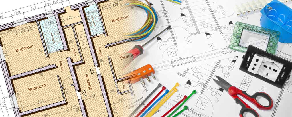 Electrical work tools and electrical system with a residential building project