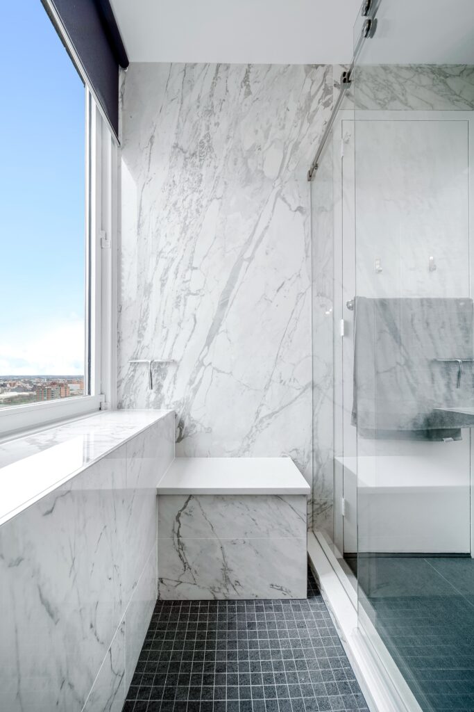 white marble bathroom nyc