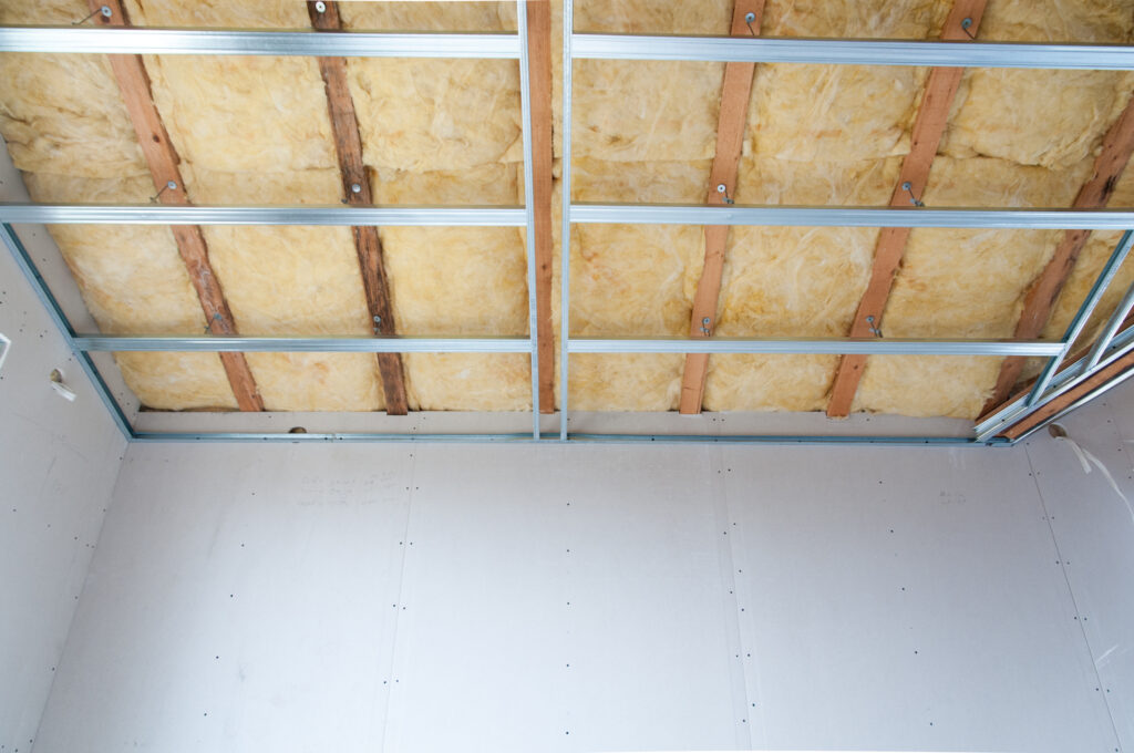 Part of Construction of ceiling insulation- aluminum, wool, and wood