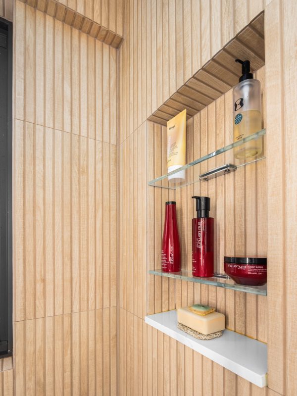 Custom bathroom remodeling project in NYC with luxury finishes, a modern vanity, and a spa-inspired walk-in shower.