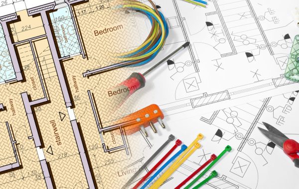 Electrical work tools and electrical system with a residential building project electrical and building plan