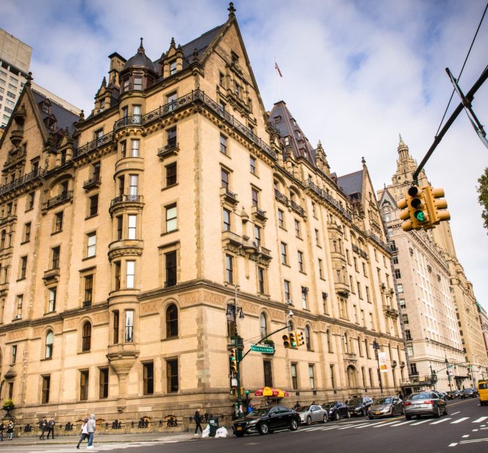 The Dakota Building New York City New York City, New York, USA - November 12, 2017: View of landmark The Dakota luxury apartment building and former home of John Lennon, seen from Central Park West.