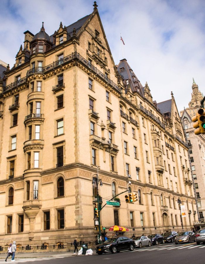 The Dakota Building New York City New York City, New York, USA - November 12, 2017: View of landmark The Dakota luxury apartment building and former home of John Lennon, seen from Central Park West.